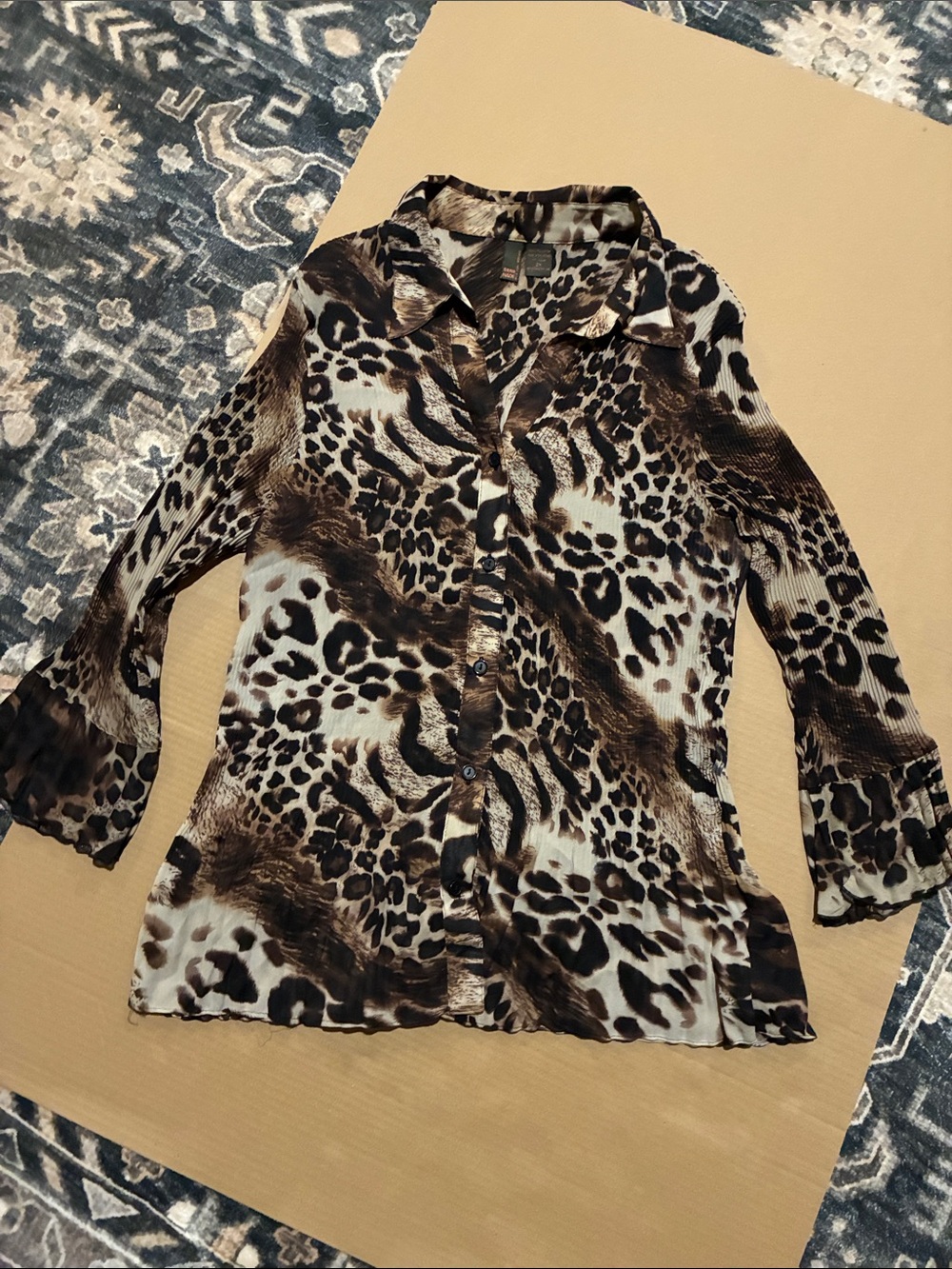 Animal Print Button-Up Blouse